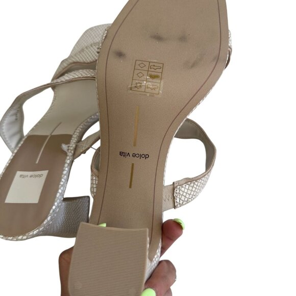 DOLCE VITA  Tan White Leather Double Strap Sandals Heels Size 12 NEW NWOB - Picture 6 of 9